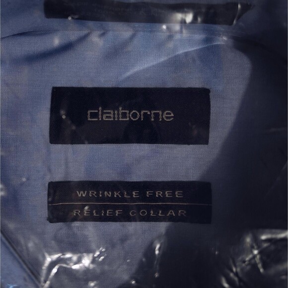 New Blue Claiborne Dress Shirt 16 Large 32/33 Cotton Wrinkle Free NWT Relief - Picture 5 of 7